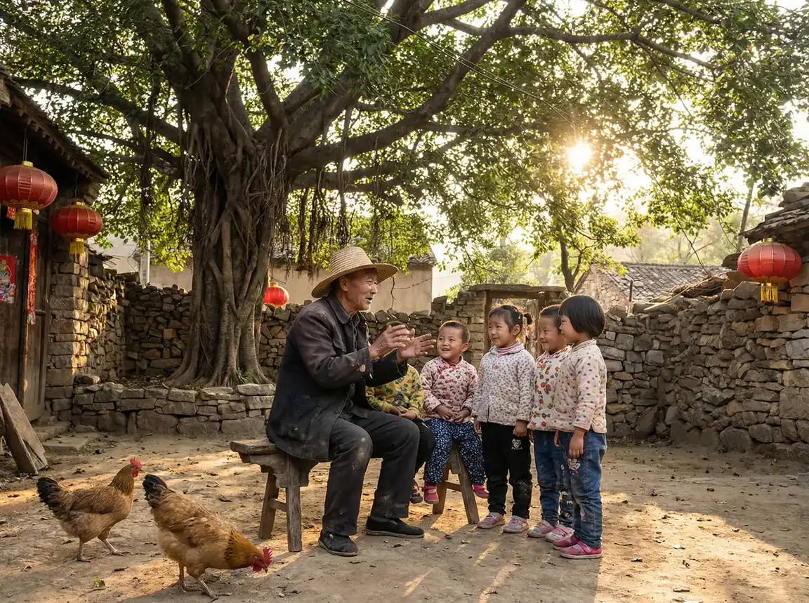 老人在大榕树下给孩子们讲故事 - 元龙第二季在线观看完整动漫 乡村记忆